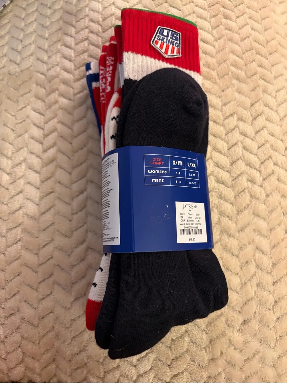 J Crew US Ski & Snowboard Comfort Knit Socks 3 Pack Size S/M ~ NEW